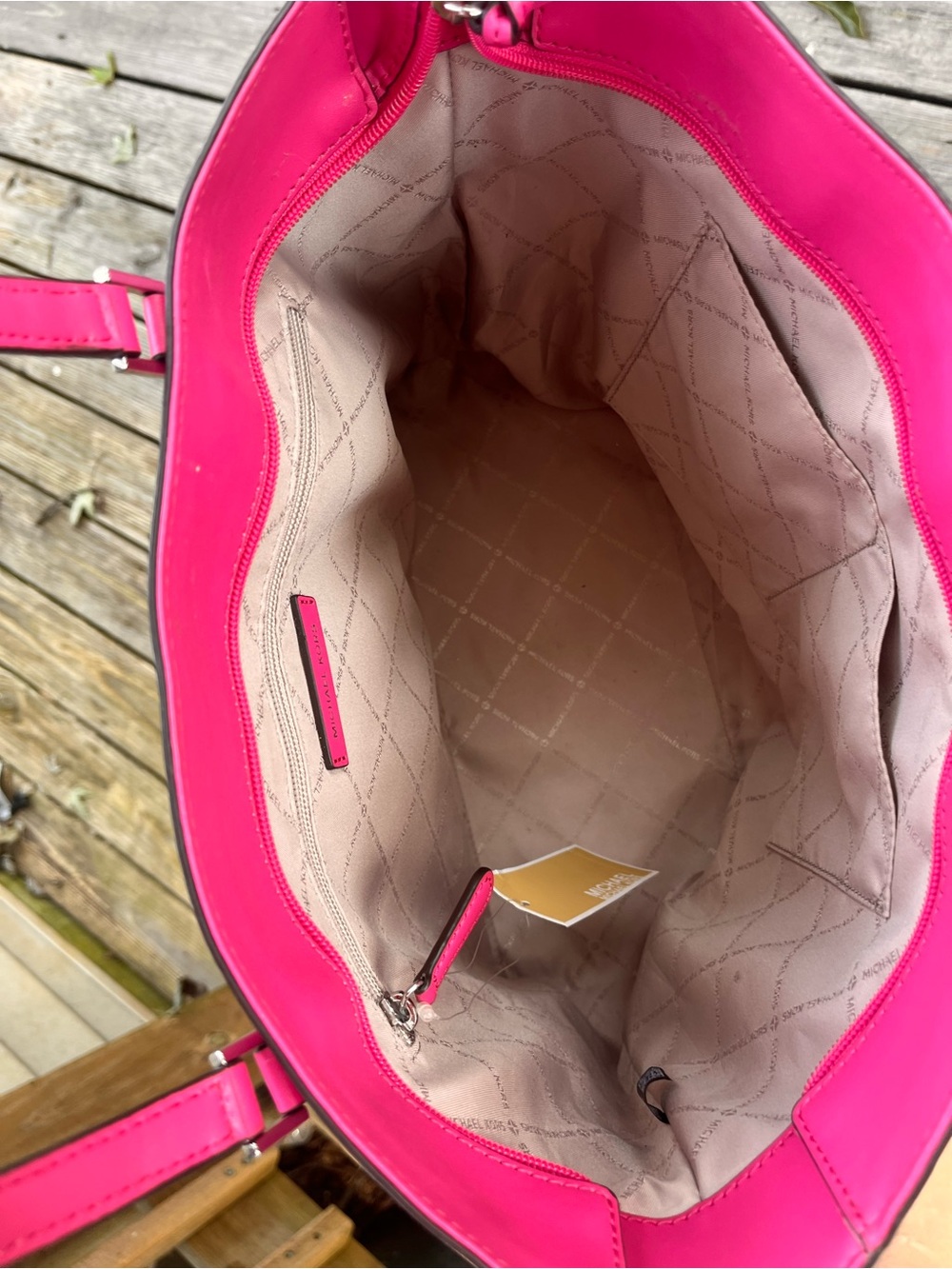 Michael Kors Pink, Orange & Hot Pink Stripe Tote - Picture 7 of 13